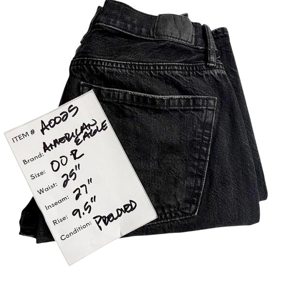 American Eagle 90's BOYFRIEND JEANS 5 Pocket Women's 00 Black Cotton Denim 25x27 - Picture 8 of 8